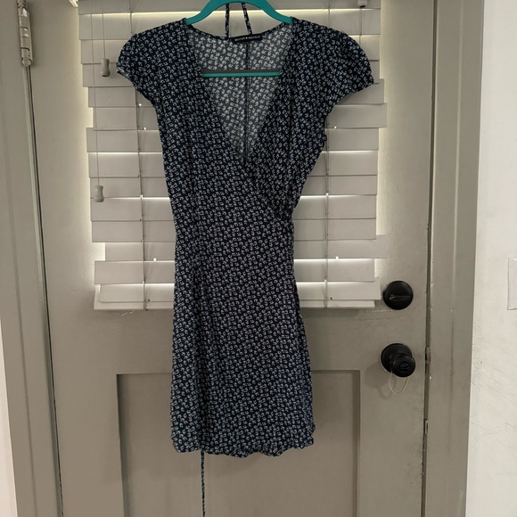 Brandy Melville, Floral Blue Wrap Dress, Small - Picture 2 of 4